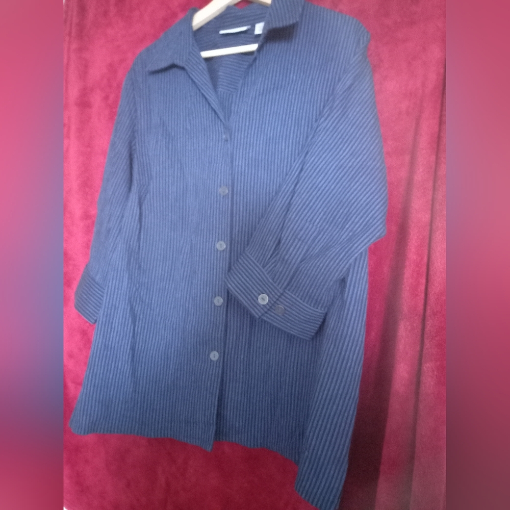 Size 18 Blue Pinstripe Button-Up Shirt